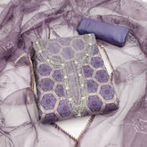 Lavender Organza with position handwork Unstitched suit